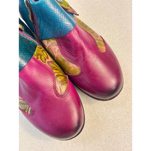 Socofy Size 38 US 7 Multicolor Floral Clogs Side Zip Shoes Retro Cosplay Flower - Picture 6 of 6